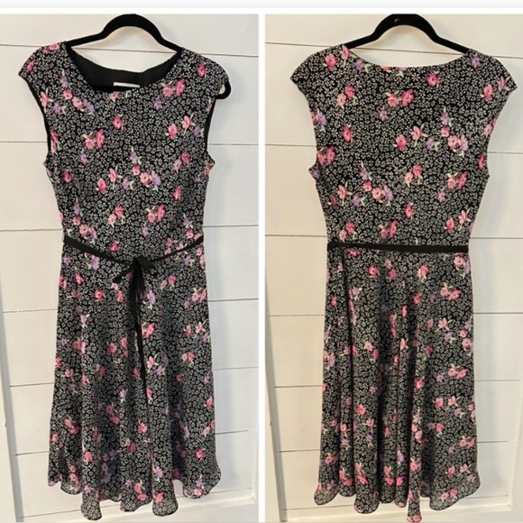 karin stevens Dresses & Skirts - VTG Y2K 12 Floral woman Midi-length cap sleeve Polyester side close dress boho
